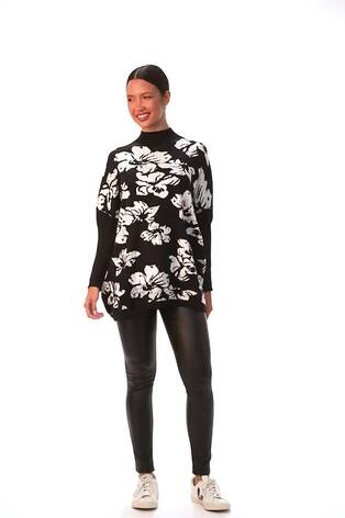 Roman Black Floral Mono Print Knit Jumper - Image 2 of 6
