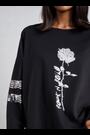 Religion Black Long Sleeve Iris Top With Rose Graphic And Embellished Sleeves - Image 2 of 5