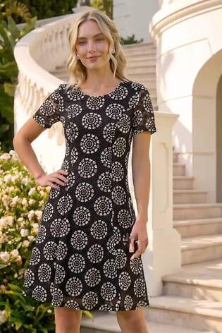Roman Black Heart Circle Lace Stretch Dress - Image 2 of 5