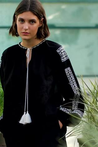 Great Plains Black Santa Cruz Embroidery Blouse - Image 2 of 6