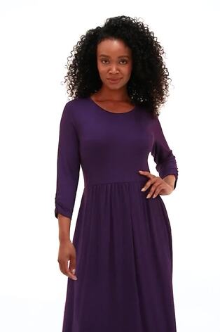 Roman Purple Petite Stretch Jersey Midi Dress - Image 2 of 6