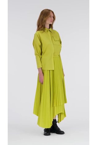 leem Green Asymmetric Pleated Skirt - Image 2 of 6