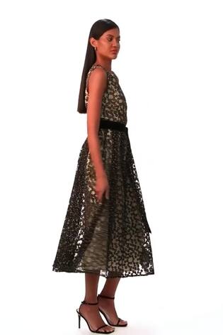 Roman Black Lace Overlay Bow Detail Midi Dress - Image 2 of 7