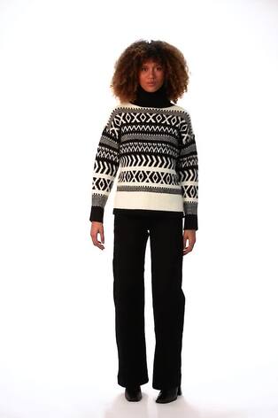 Roman Black Roll Neck Cross Stitch Knit Jumper - Image 2 of 6