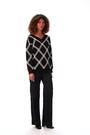 Roman Black Check Patterned V-Neck Knit Jumper - Image 2 of 6