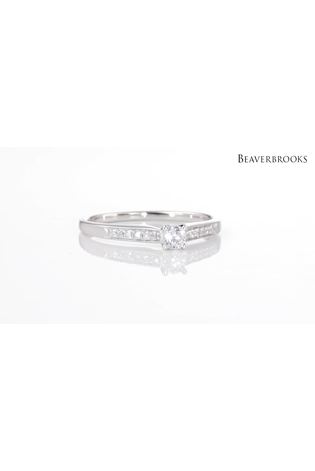 Beaverbrooks 9ct White Gold Diamond Solitaire Engagement Ring - Image 2 of 6
