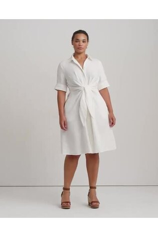Lauren Ralph Lauren Curve White Linen Shirt Dress