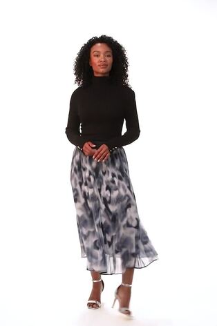 Roman Grey Petite Abstract Crystal Pleated Skirt - Image 2 of 6