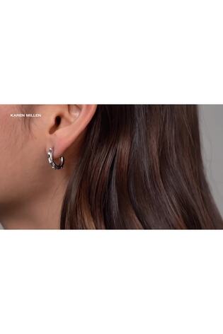 Karen Millen Silver Tone Crystal Hoop Earrings - Image 2 of 6