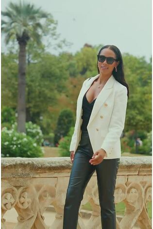 Sosandar Cream Boucle Military Blazer - Image 2 of 5