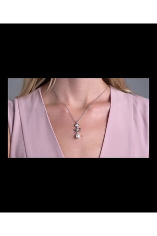 Hopeanvärinen/Helmi ja kristalli - Ted Baker IMOGEN Icon Charm Sydän Rusetti Pearl Drop -riipuskaulakoru - Kuva 2 / 6