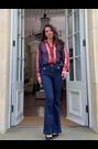 Lipsy x Gemma Owen Navy Chain Print Woven Chiffon Printed Shirt - Image 2 of 6