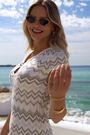Sosandar Natural Chevron Print Keyhole Detail Shift Dress - Image 2 of 6