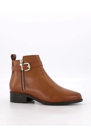 Dune London Brown Pepi Branded Trim Ankle Boots