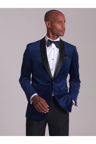 Skopes Blue Paso Tailored Fit Velvet Jacket - Image 2 of 8