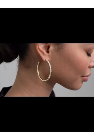 Ted Baker Gold Large Tone Large Claire Crystal Hoop Earrings - Image 2 of 7