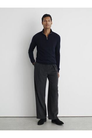 Merino Wool Half-Zip Jumper in Navy - Image 2 of 7