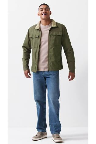 Khaki Green Borg Lined Shacket - Image 2 of 13 Khaki Green Borg Lined Shacket - Image 2 of 13