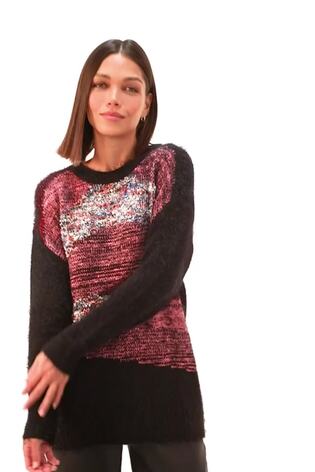 Roman Red Contrast Space Dye Knit Jumper - Image 2 of 6