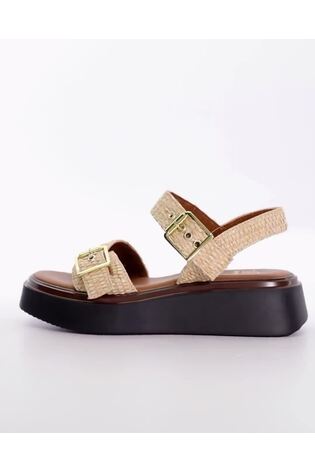 Dune London Natural Chrome Loells Buckle Flatform Sandals - Image 2 of 7