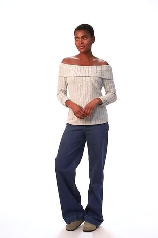 Roman Soft Ribbed Bardot Stretch Top - Imagen 2 de 6