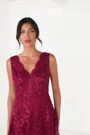 Quiz Red Lace Bardot Dip Hem Dress - Image 2 of 6