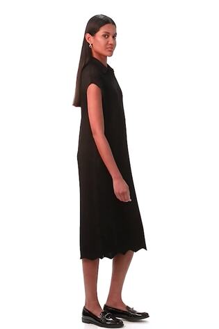 Roman Black Textured Zig Zag Knit Midi Dress - Image 2 of 6
