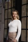 Sosandar Cream Textured Fluted Sleeve Jersey Top - Image 2 of 6