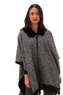 Roman Grey Faux Fur Fringe Hem Poncho - Image 2 of 6