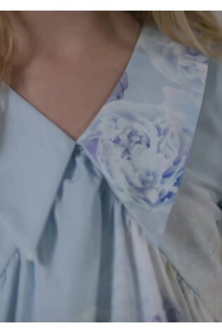 Angel & Rocket Blue Lucia Cotton Sateen Floral Print Dress - Image 2 of 13
