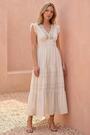 Roman White Brocade Frill V-Neck Midi Dress - Image 2 of 5