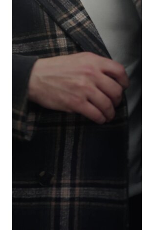 Harry Brown Blue Jacob Fashion Wool Coat with Check Print - Image 2 of 13