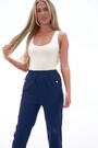 Roman Blue Contrast Detail Cropped Stretch Trousers - Image 2 of 6