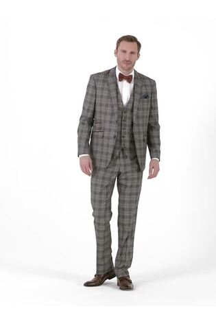 Skopes Tatton Grey Brown Check Tailored Fit Suit Jacket - Image 2 of 6