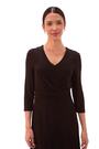 Roman Black Stretch Cross-Over Midi Dress - Image 2 of 6