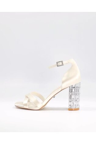 Dune London Cream Malena Crystal Block Heel Sandals - Image 2 of 7