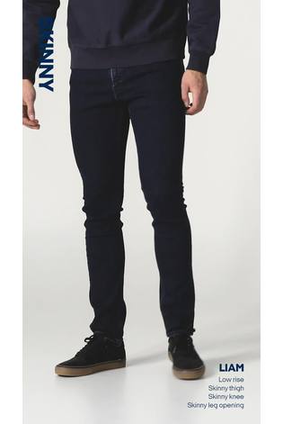 Jack & Jones Dark Blue Denim Upgraded Liam 5 Pocket Skinny Jeans - Image 2 of 5