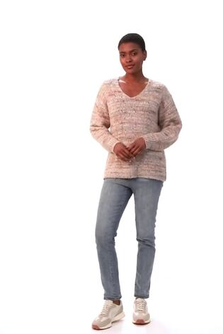Roman Pink Shimmer V-Neck Knitted Jumper - Image 2 of 6