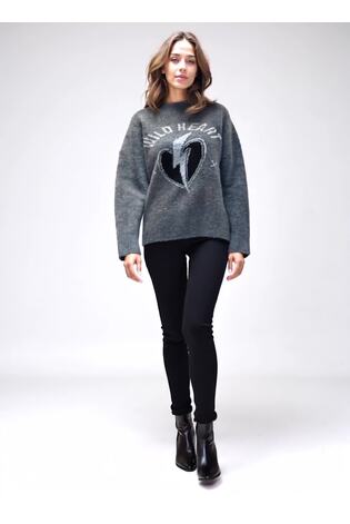 Religion Grey Maya Zip Thru Cardigan In Abstract Stripe Jaquard - Image 2 of 7