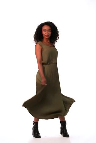 Roman Green Petite Crush Pleat Midi Dress - Image 2 of 6