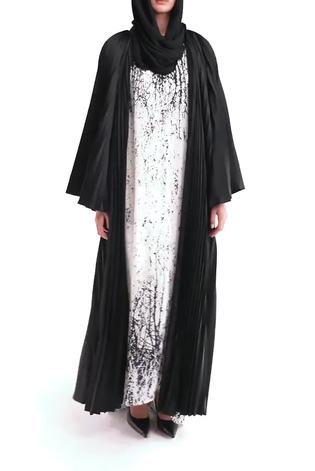 leem Black Bell Sleeve Knife Pleated Abaya Kaftan Maxi Dress - Image 2 of 5