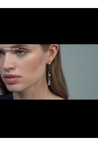 Karen Millen Silver Tone Mosaic Drop Earrings - Image 2 of 5