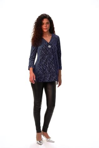 Roman Blue Shimmer Zig Zag Pleat Front Top - Image 2 of 6
