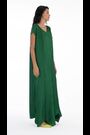 leem Green Double V-Neck Herringbone Effect Pliss Kaftan - Image 2 of 6