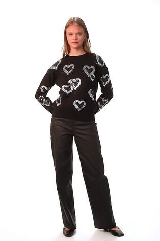 Roman Black Heart Sequin Detail Jumper - Image 2 of 6