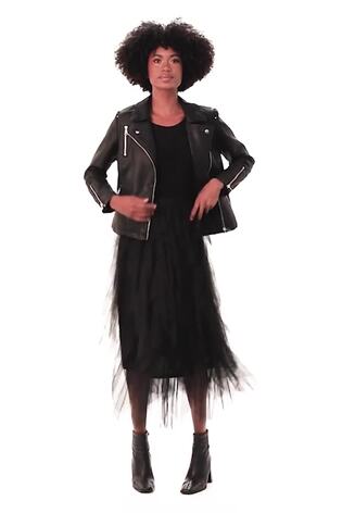 Roman Black Elasticated Mesh Layered Skirt - Image 2 of 8