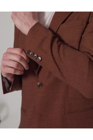 Harry Brown Brown Sandro Slim Fit Linen Look Suit Jacket - Image 2 of 12