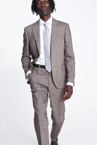 MOSS Brown Slim Fit Tweed Jacket - Image 2 of 7