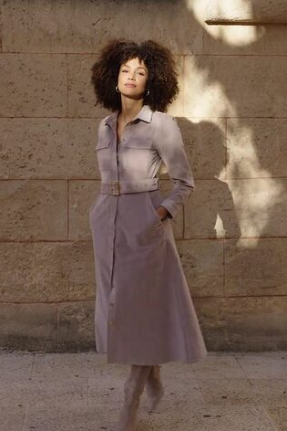 Buy Sosandar Natural Taupe Belted Fit Flare Midi Shirt Dress With Pocket Detail from the Next UK online shop