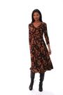 Roman Brown Leaf Print Wrap Midi Dress - Image 2 of 6